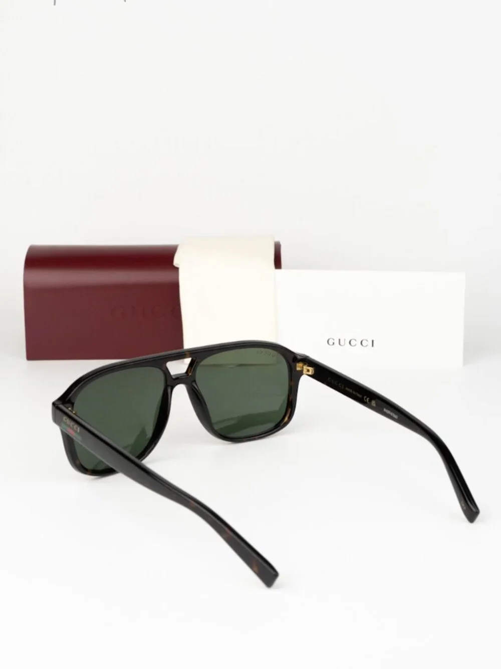 Gucci Men Sunglasses Havana Green Pilot GG1856S 002 NEW AUTHENTIC